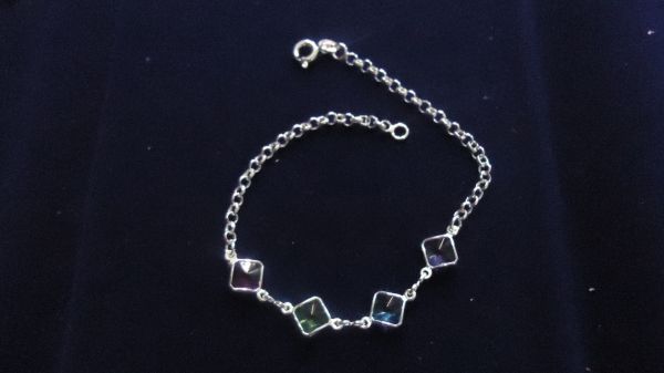 pulseira de pedrinhas,prata 925