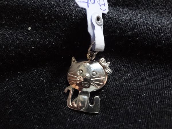 pingente gato  prata 925